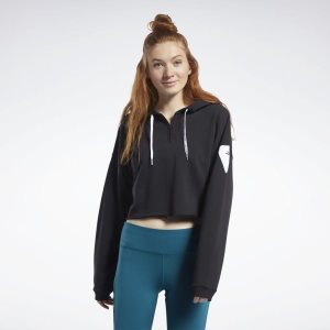 Reebok Meet You There Kapuzenpullover Damen - Schwarz - DE 956-VNC